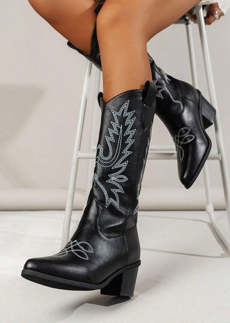 Rosanne Western CowGirl Boots in Black