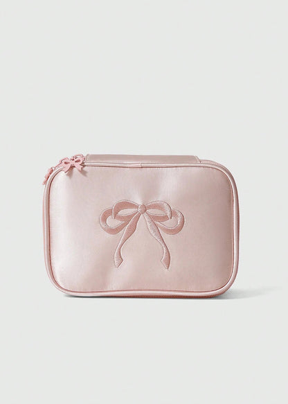 The Embroidered Mini Bow Makeup Bag