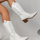 Rosanne Western CowGirl Faux Leather Boots in White