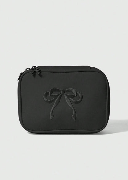 The Embroidered Mini Bow Makeup Bag