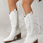 Rosanne Western CowGirl Faux Leather Boots in White