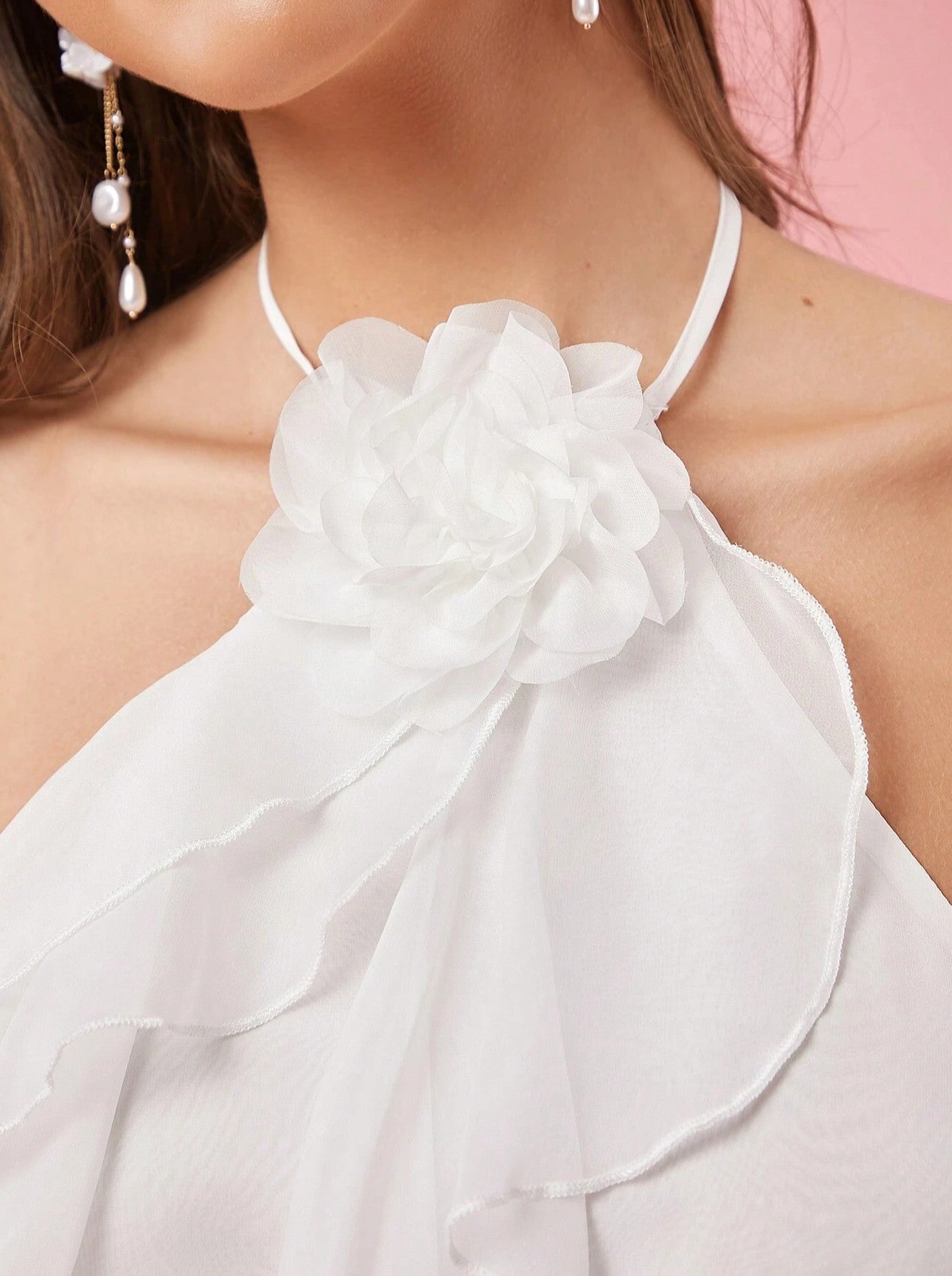 Remmy Ruffle Halter Mini Dress White