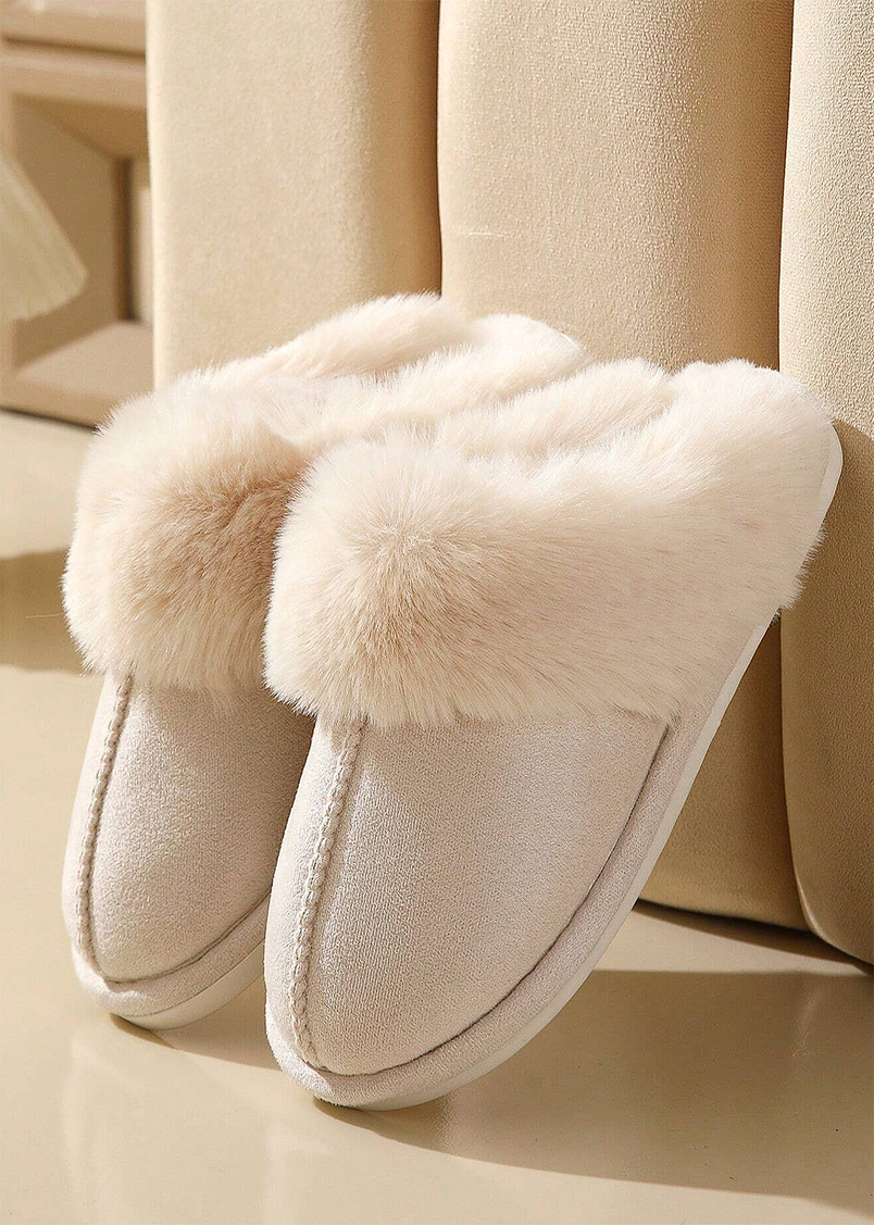 Rea Faux Fur Slippers in Beige