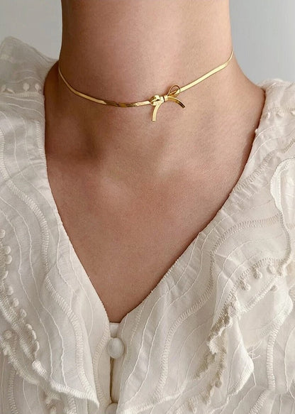 Bow Herringbone Chain Necklace