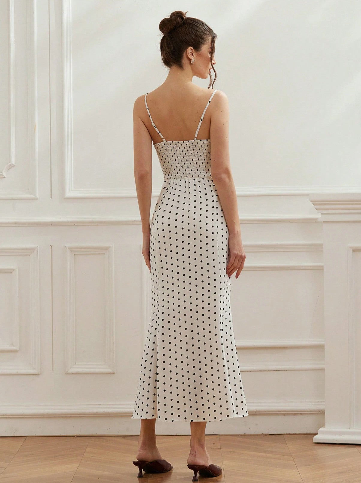 Nika Black & White Dot Midi Dress