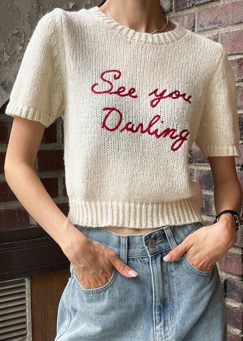 See You darling Knit Short Sleeve Top