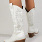 Rosanne Western CowGirl Faux Leather Boots in White