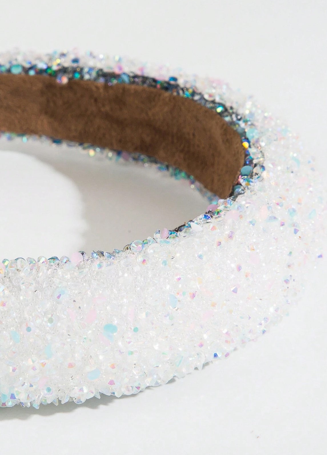 Zoey Puff Rhinestone Headband White