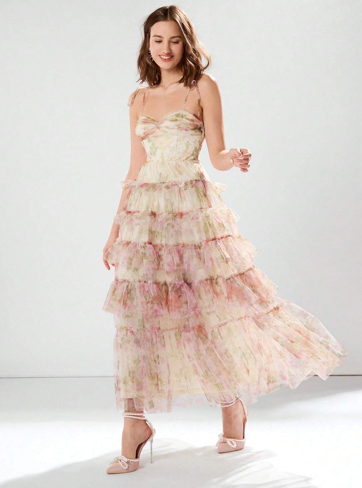 Isabella Floral Ruffle Midi Dress