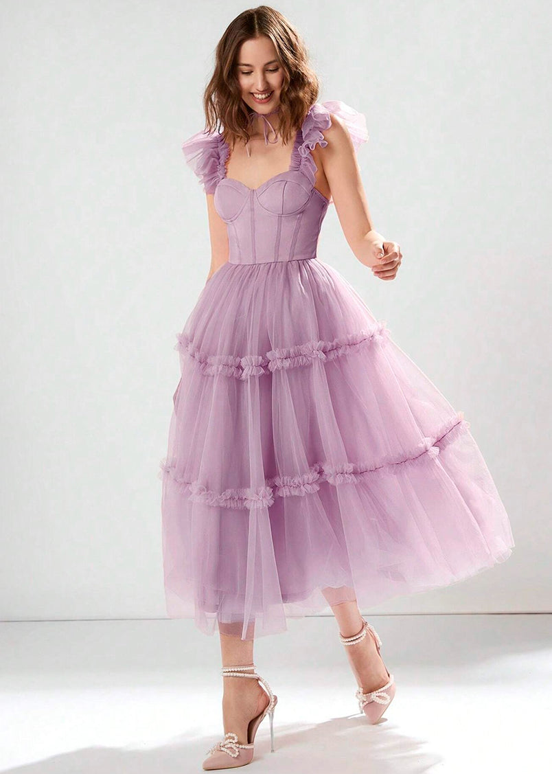 Amelia Ruffle Tulle Midi Dress