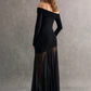 Violetta Black Off the Shoulder Sheer Maxi Dress