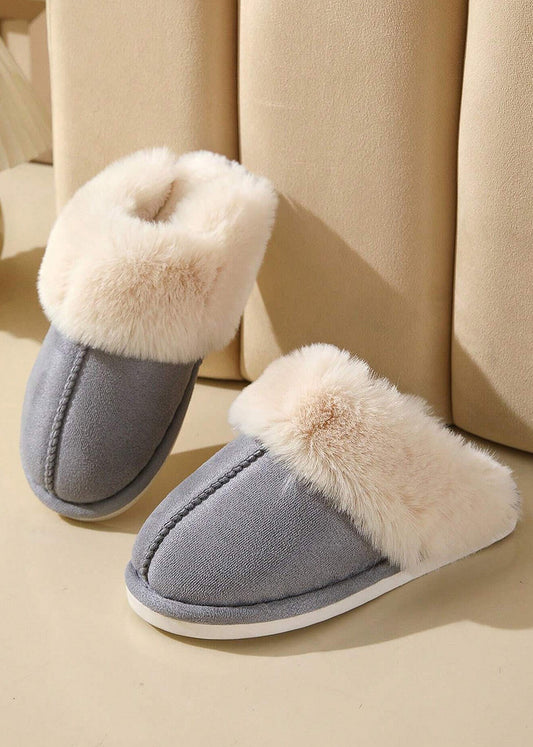 Rea Faux Fur Slippers in Gray