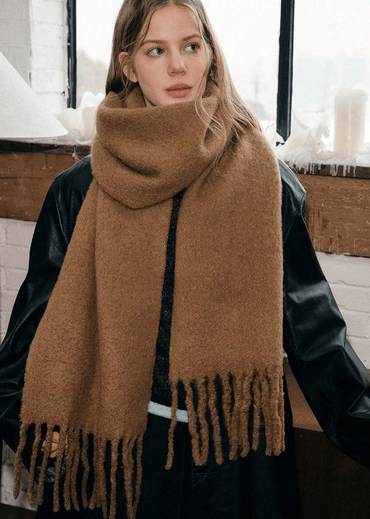 Fringe Scarf in Coffee Brown