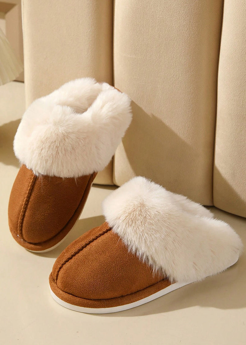 Rea Faux Fur Slippers in Brown