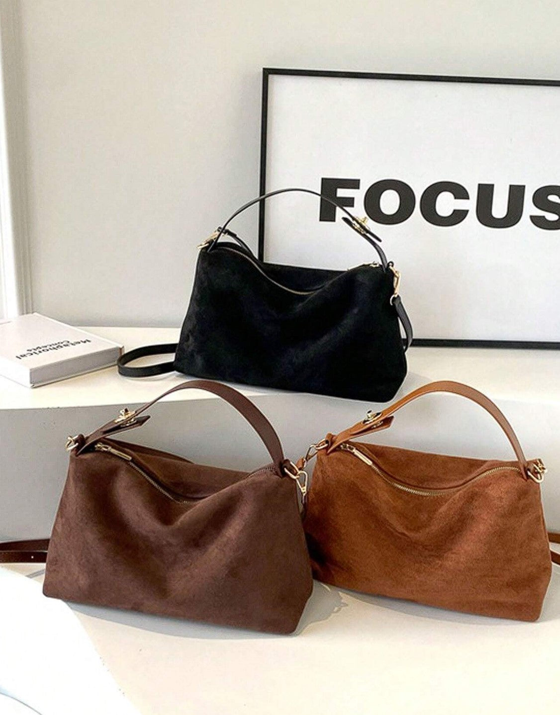 Becca Faux Suede Satchel Bag