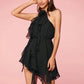 Remmy Ruffle Halter Mini Dress Black