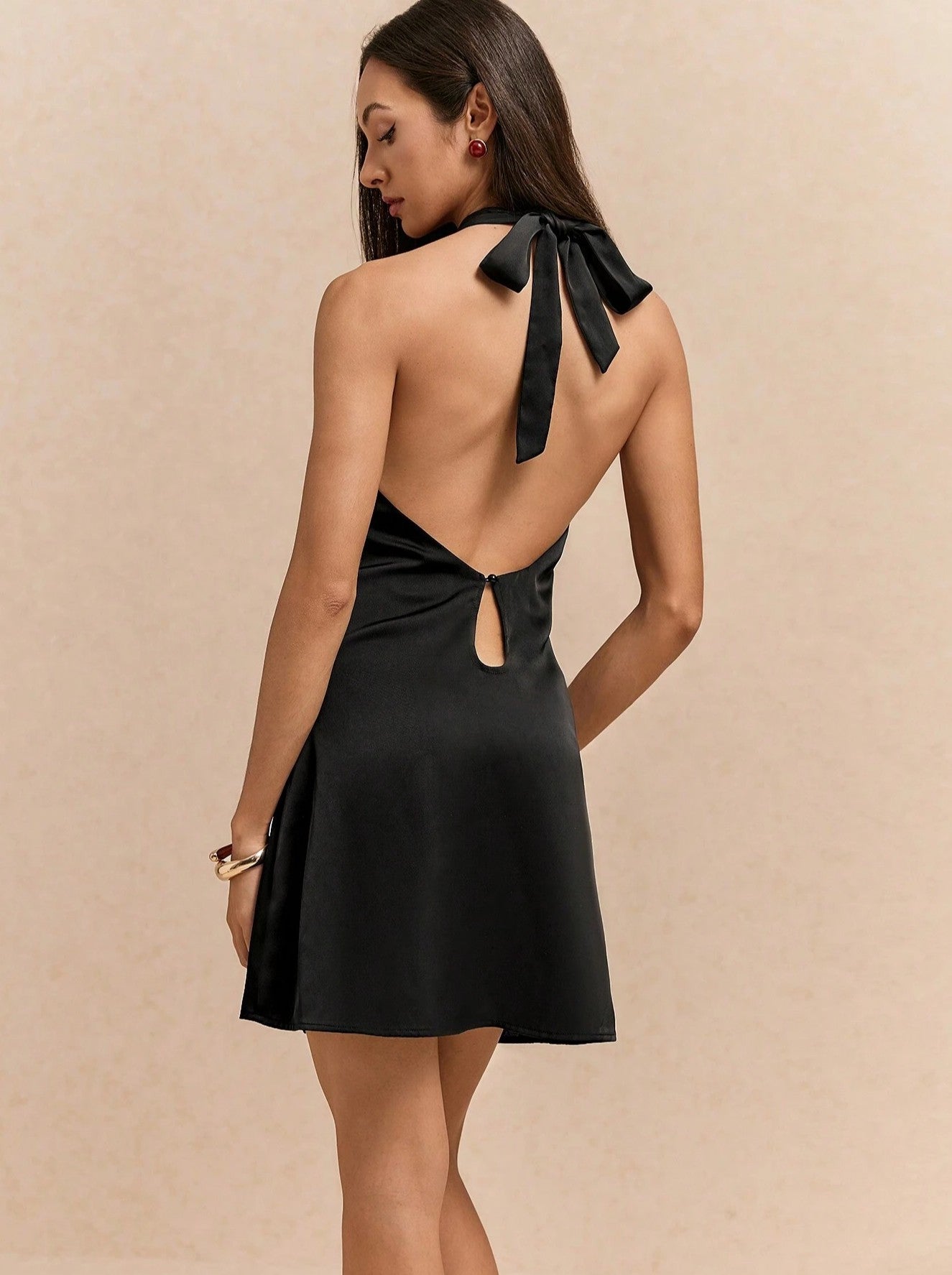 Maro Black Halter Mini Dress