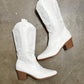 Rosanne Western CowGirl Faux Leather Boots in White