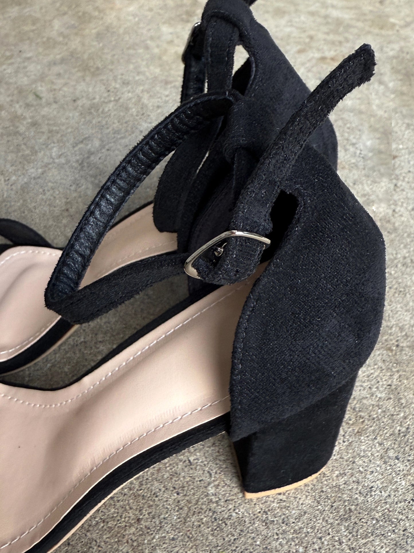 Jae Ankle Strap Heels Suede Black