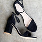 Jae Ankle Strap Heels Suede Black