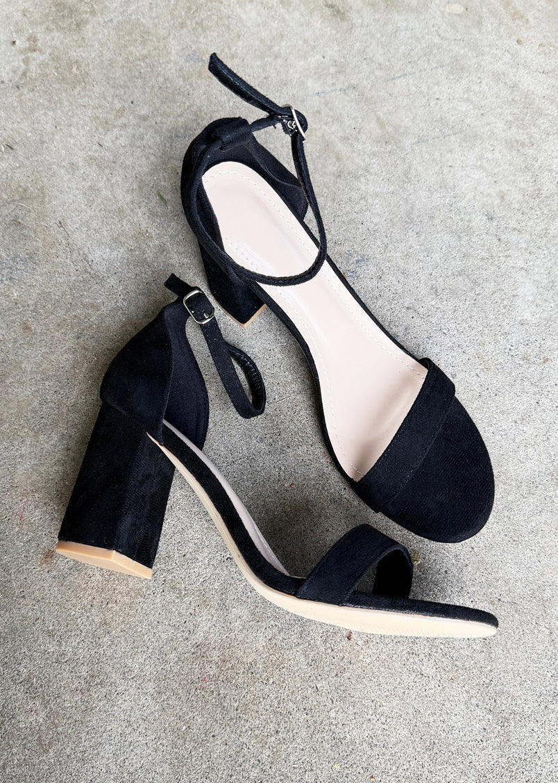 Jae Ankle Strap Heels Suede Black