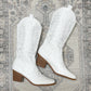 Rosanne Western CowGirl Faux Leather Boots in White