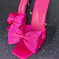 Cayla Bow Satin High Heels in Hot Pink