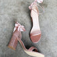 Jae Ankle Strap Heels Glitter Rose Gold  v