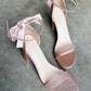 Jae Ankle Strap Heels Glitter Rose Gold  v