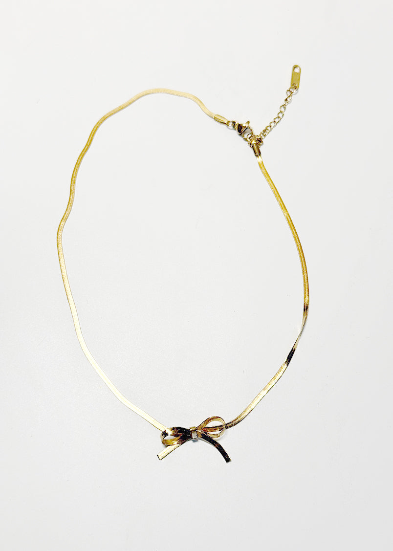 Bow Herringbone Chain Necklace