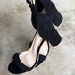 Jae Ankle Strap Heels Suede Black