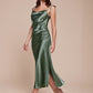 Rosie Satin Slip Cowl Neck Midi Dress Sage